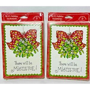 2 Drawing Board Christmas Mistletoe Party  INVITATIONS 12 Pk NOS‎ Vintage